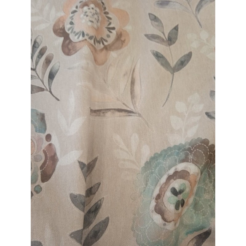 Плътен плат за завеса с принт на големи цветя и листа-3