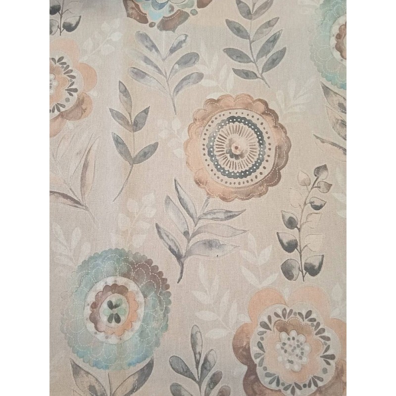 Плътен плат за завеса с принт на големи цветя и листа-2