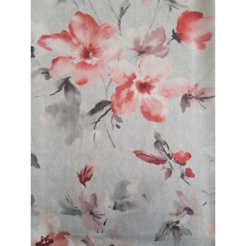 Плат за завеса с кичести цветя в прасковен и пепел от рози цвят-2