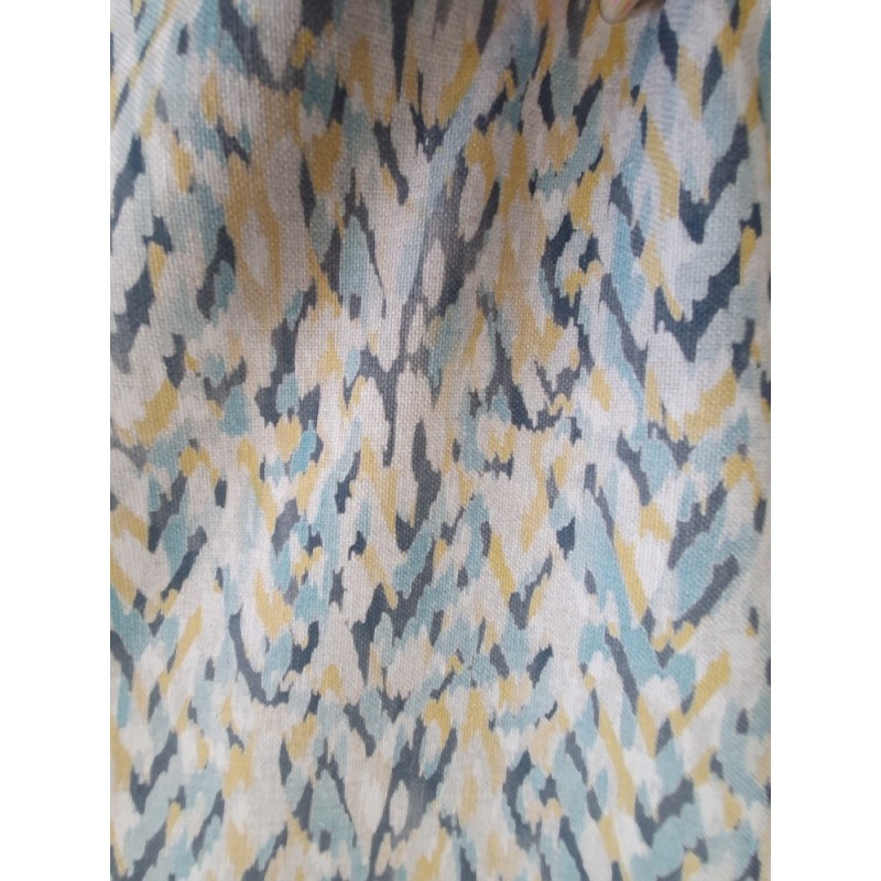 Плат за плътна завеса с шарка зиг заг в жълто и синьо-2