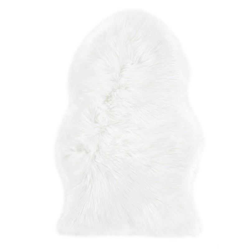 Бяло килимче от еко кожа с дълъг косъм 55x80см.-2