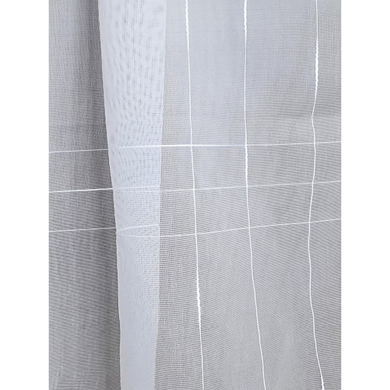 Готово перде от бяла органза с кремави чертички 6x2.50м.-2