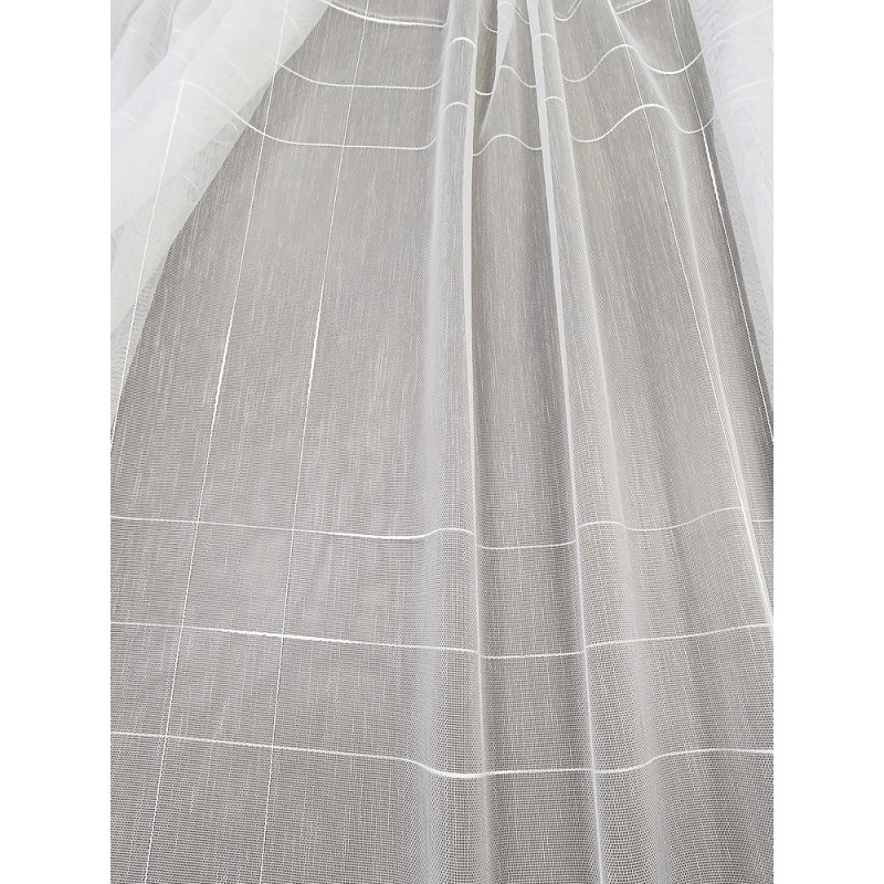 Плат за тънко перде с вертикални и хоризонтални чертички в екрю-2