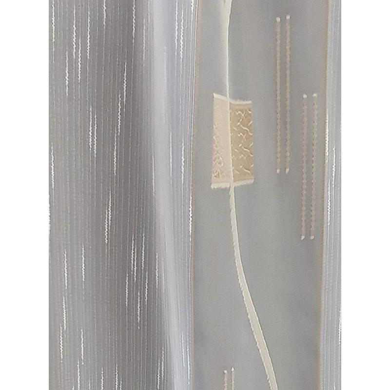 Органза в слонова кост със светло бежови квадрати-2