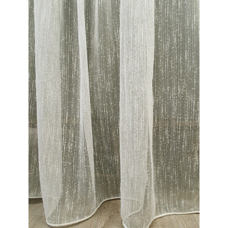 Плат за тънко перде в цвят слонова кост-5