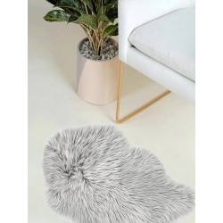 Еко кожа килимче с дълъг косъм в сив цвят 55x80см.-1