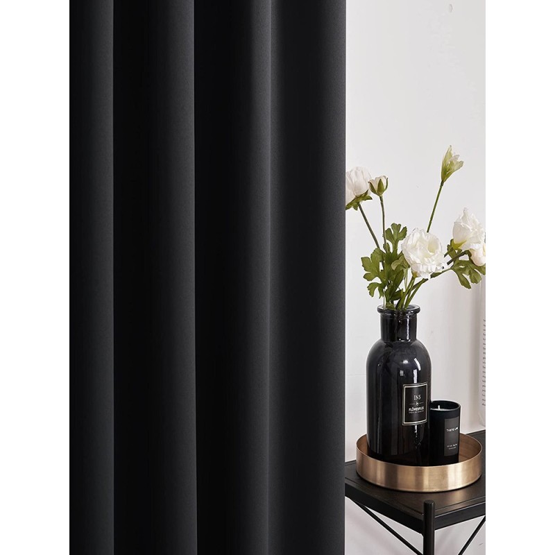 Готова плътна мека завеса в черен цвят-2