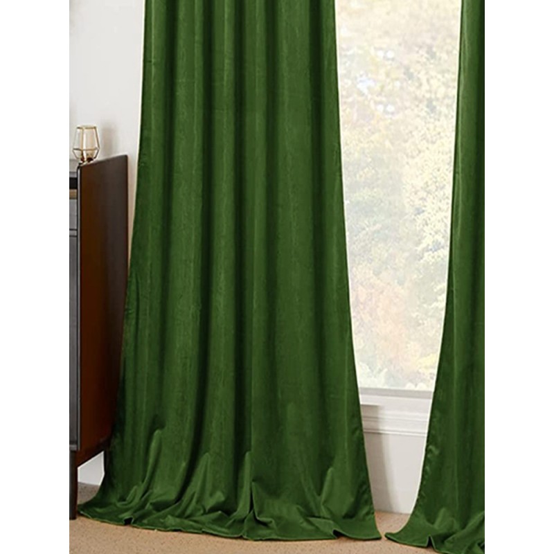 Плътна мека завеса в тъмно зелен цвят-2