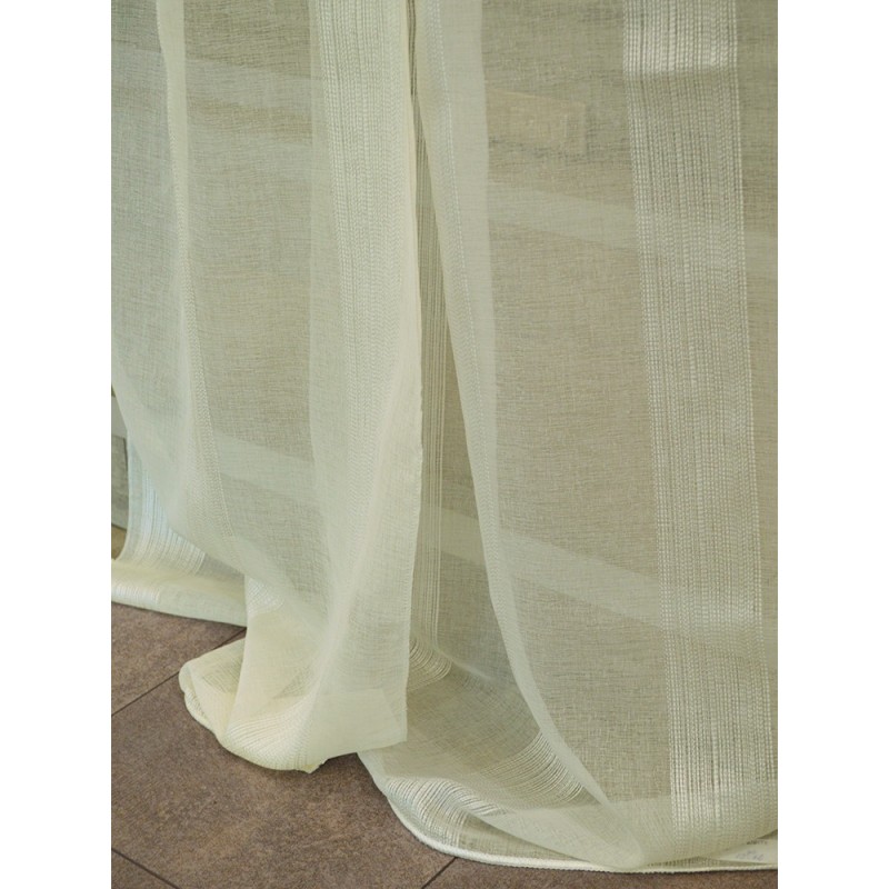 Тънко прозрачно перде с вертикални линии в цвят екрю-3