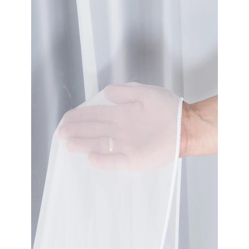 Плат за тънко перде от бял воал-4