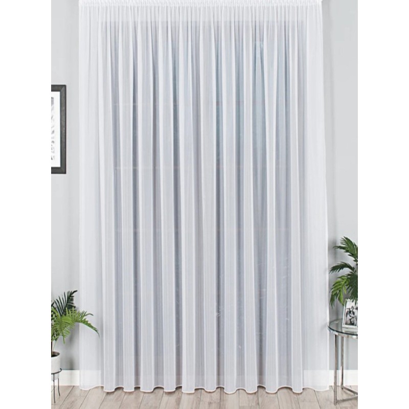 Плат за тънко перде от бял воал-3