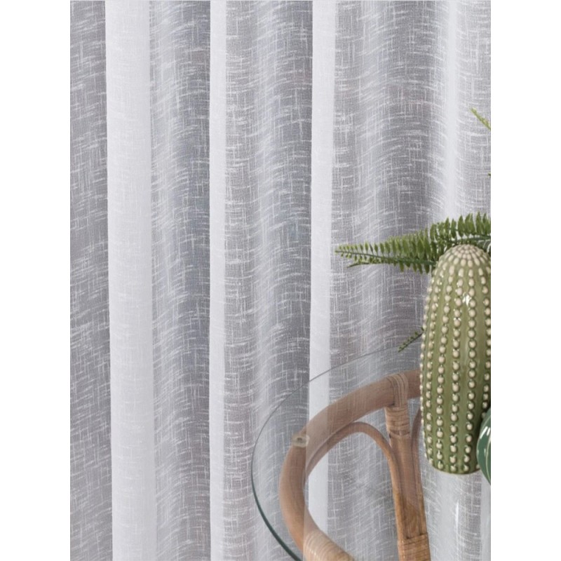 Изчистена прозрачна материя за перде в мек бял цвят-3