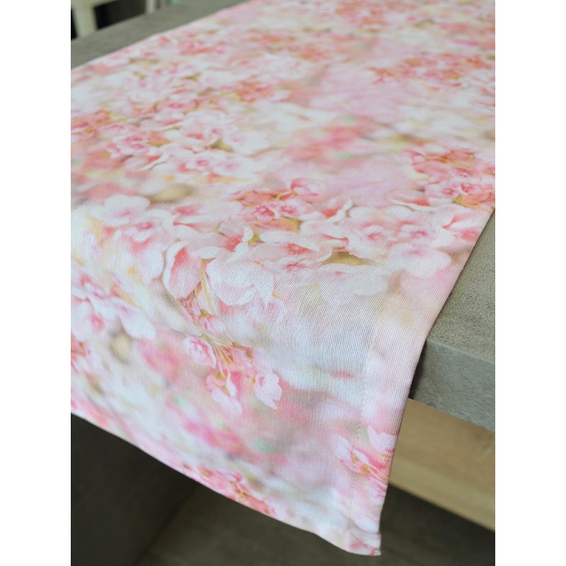 Пролетен тишлайфер за маса със светло розови цветя 40x135см.-3