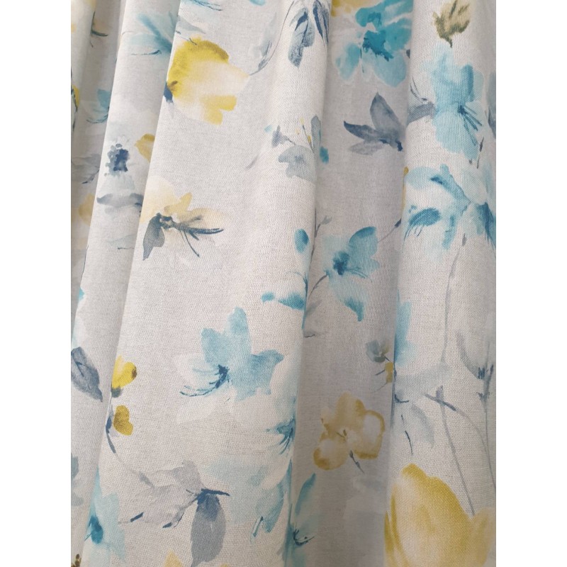 Плат за завеса със сини и жълти цветя-2