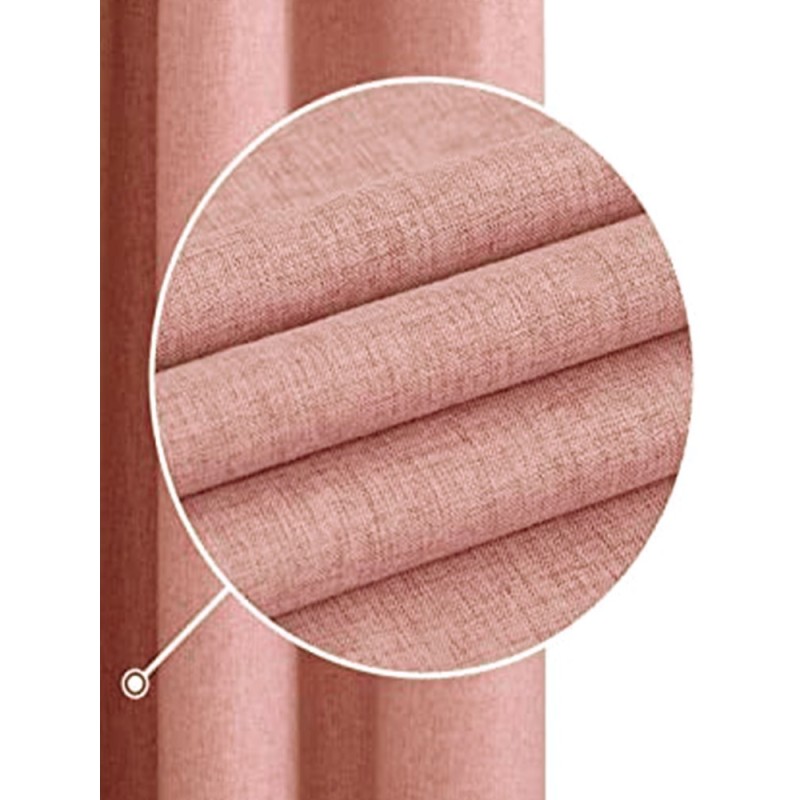 Плътна завеса с ленена структура в розов нюанс-3