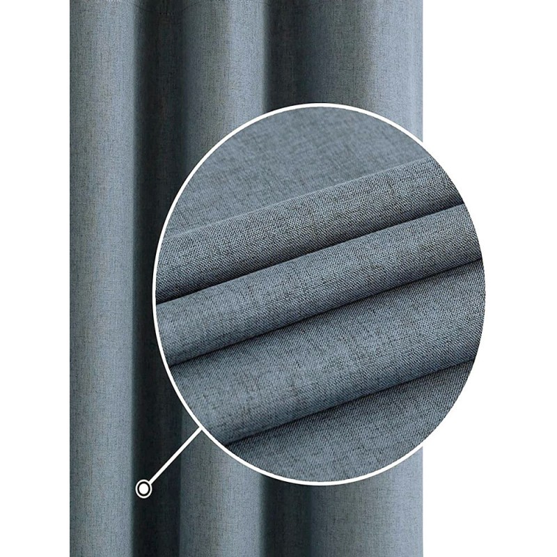 Плътна завеса в дънков цвят имитираща лен-2