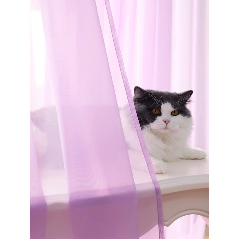 Прозрачен плат от воал в светло лилав цвят-2