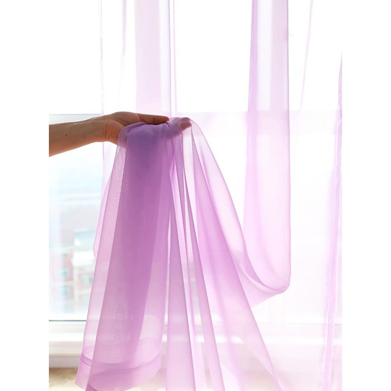 Прозрачен плат от воал в светло лилав цвят-4