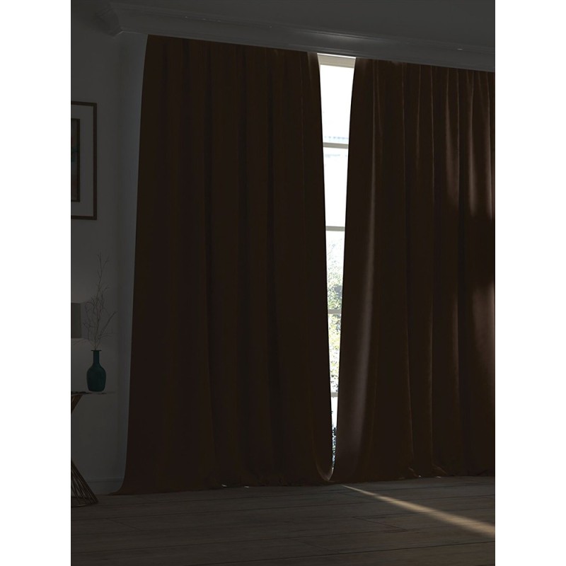 Матова блекаут завеса в кафяв цвят-2