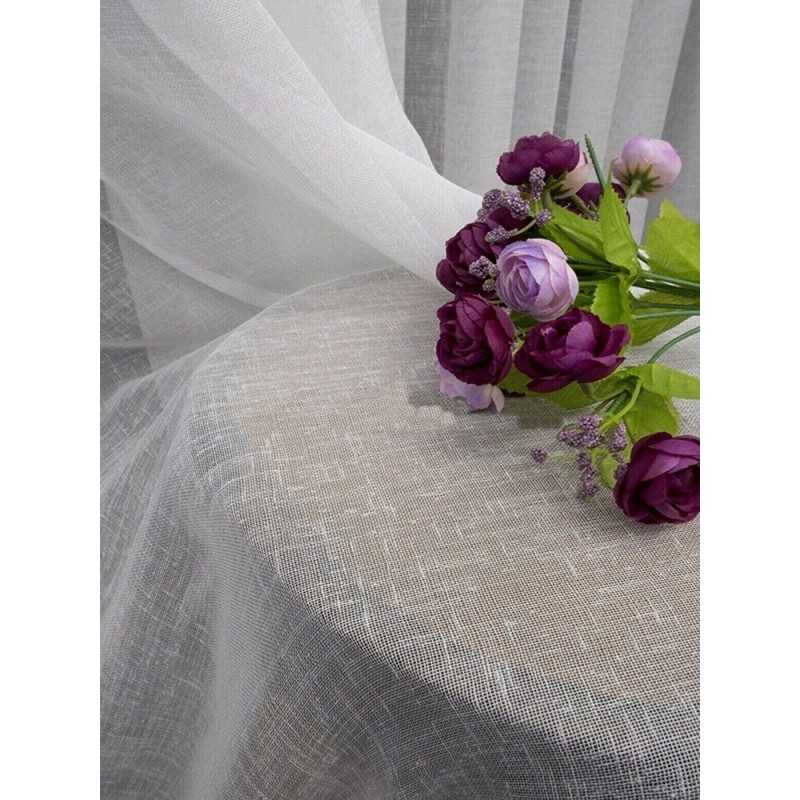 Готово перде от изчистена материя в слонова кост 6x2.50м.-2