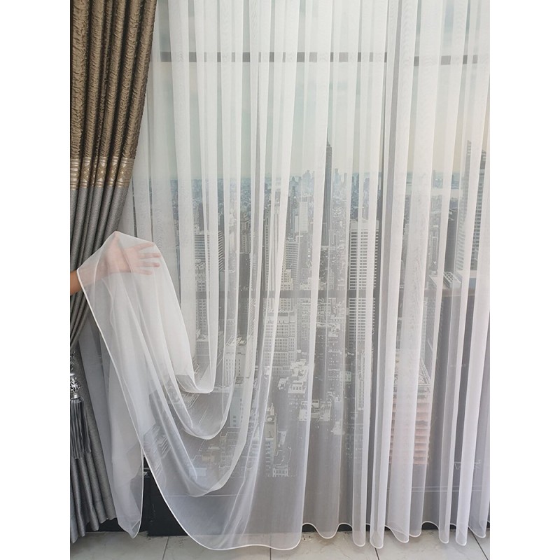 Прозрачна органза бамбук в екрю цвят-2