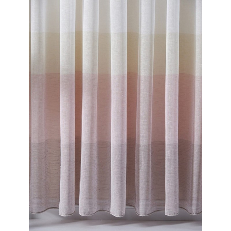 Перде от ленена структура с бордюр в няколко нюанса на розово-2