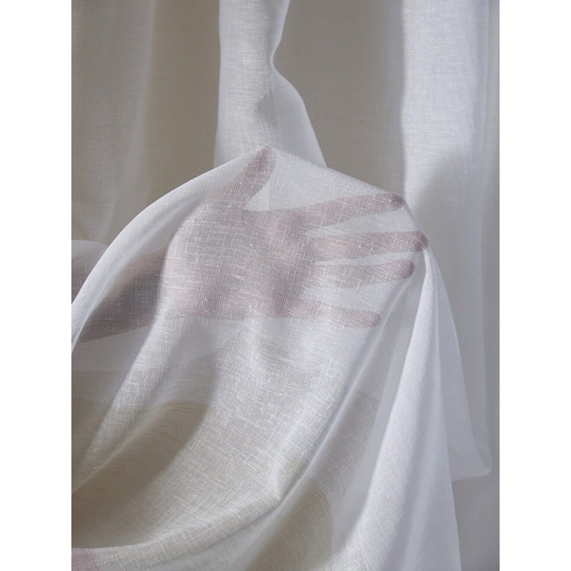 Перде от ленена структура с бордюр в няколко нюанса на розово-3