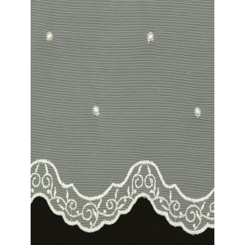 Тънко фино перде с релефни точки в бял нюанс-2