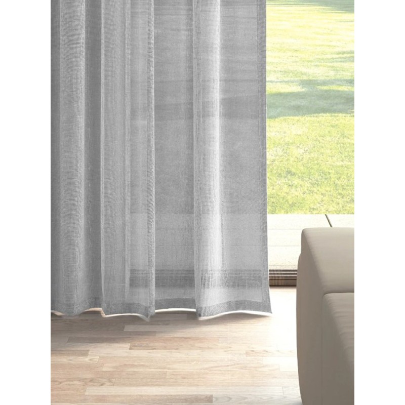 Тънко ленено перде в светло сив цвят-2