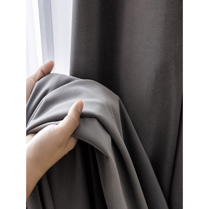 Плюшена завеса в сив цвят-2