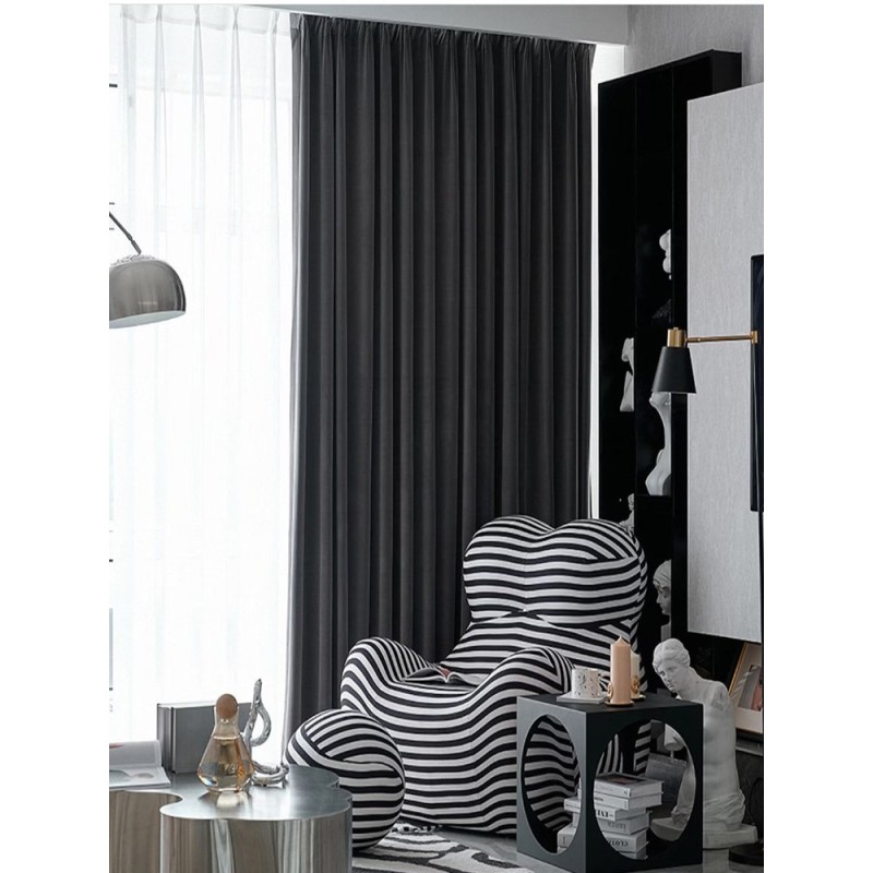 Плюшена завеса в сив цвят-3