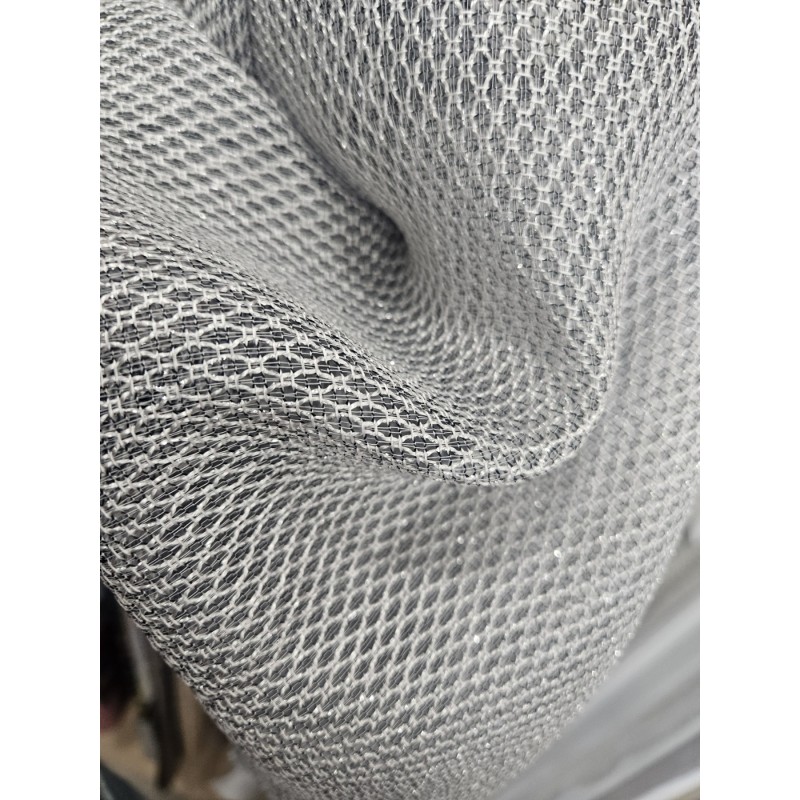 Полупрозрачна материя с лъскави частици в сив цвят-3