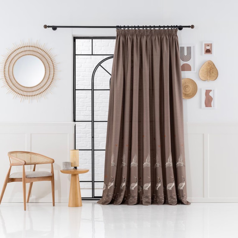 Завеса с ленена структура на птици-5