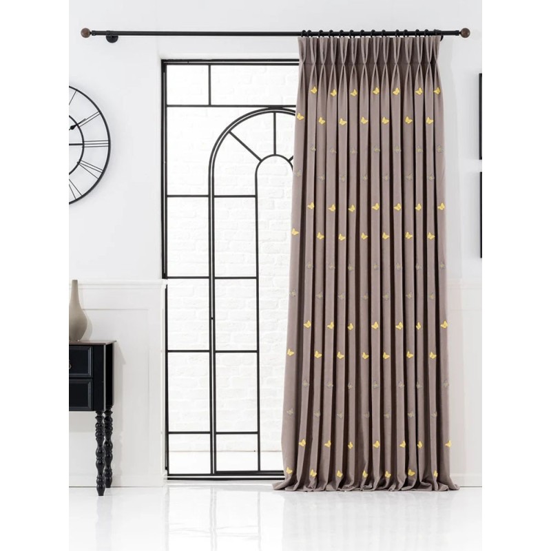 Завеса с бродирани релефни пеперуди-2