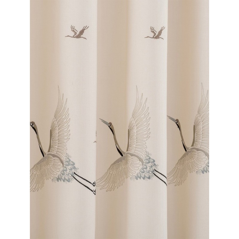 Плътна завеса с птици в цвят екрю-3