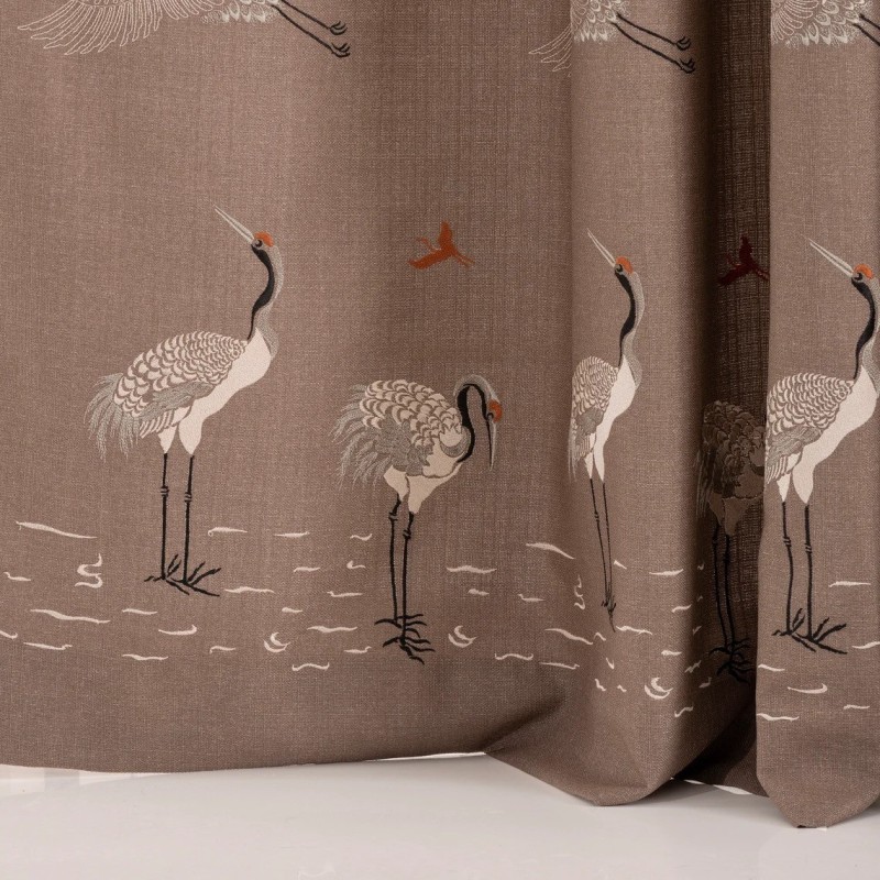 Завеса с ленена структура на птици-3