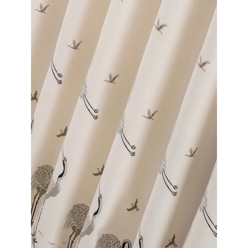 Плътна завеса с птици в цвят екрю-4