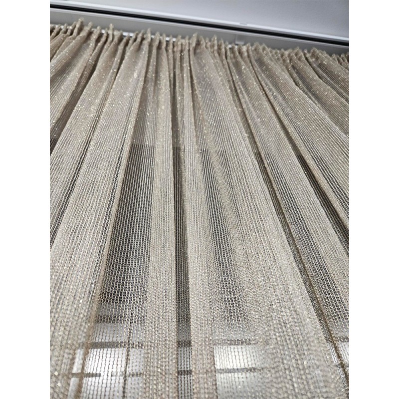 Стилно тънко перде в златист нюанс с блясък 5x2.60м.-2