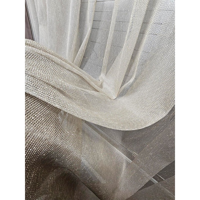 Стилно тънко перде в златист нюанс с блясък 5x2.60м.-3