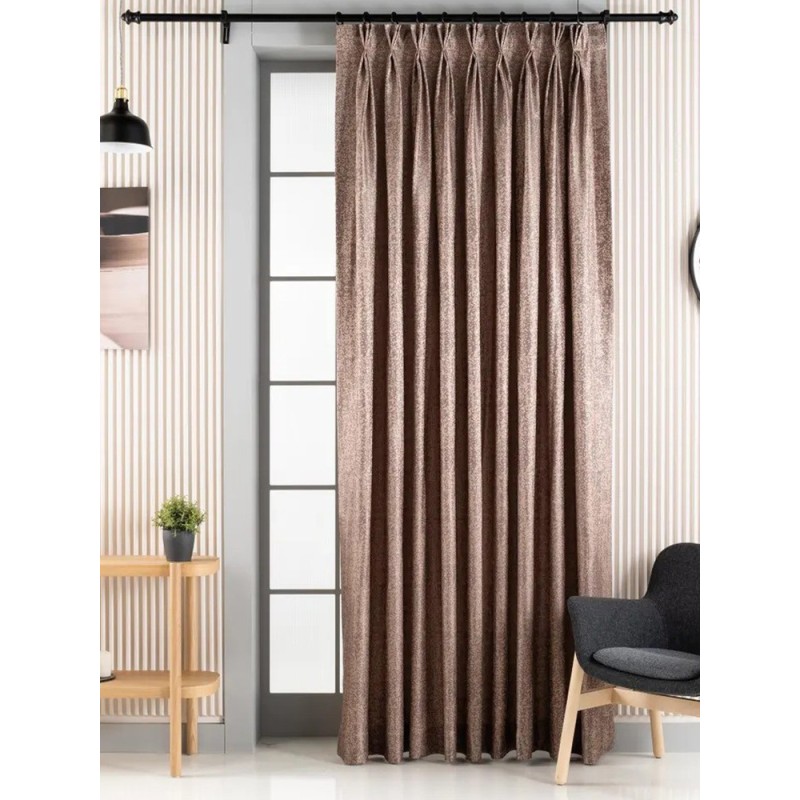 Завеса с повтаряща се шарка в капучино и златисто-2