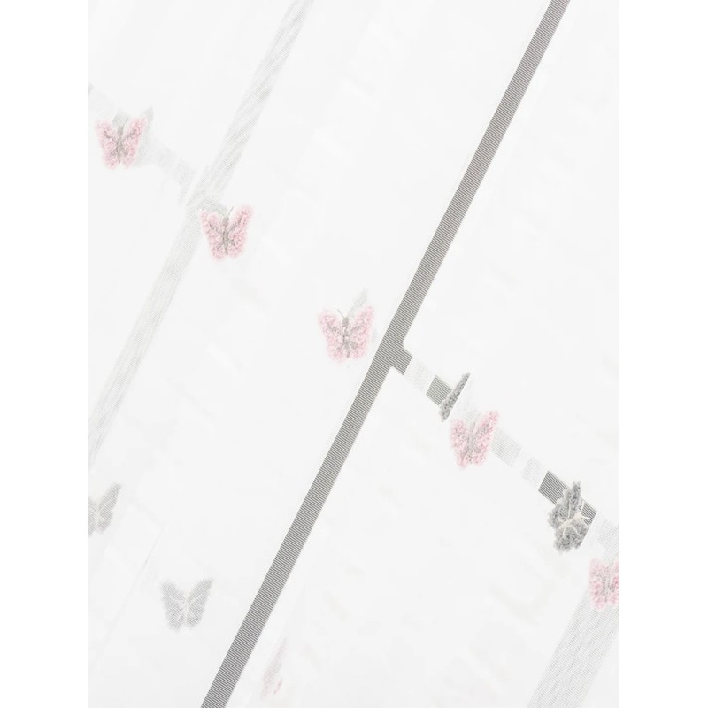 Прозрачно перде с бродирани пеперуди в розово и сиво-2