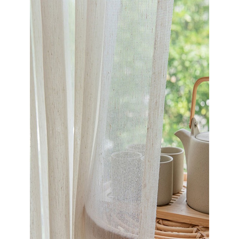 Плат с ленена текстура в кремав нюанс-2