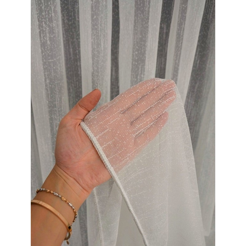 Готово тънко перде с бели нишки 6x2.50м.-2