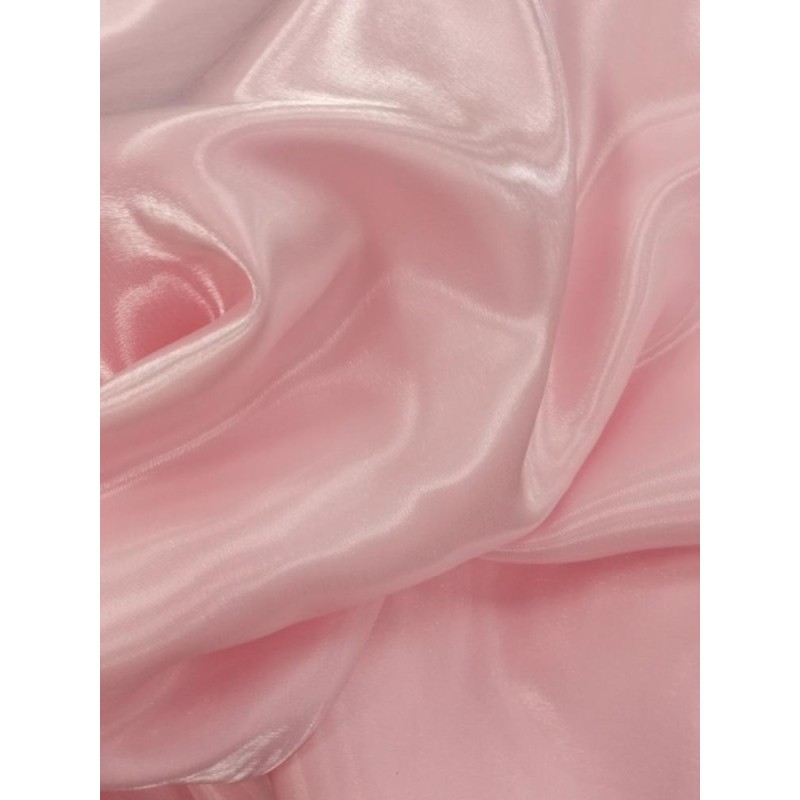 Плътна сатенирана материя в розов цвят-3